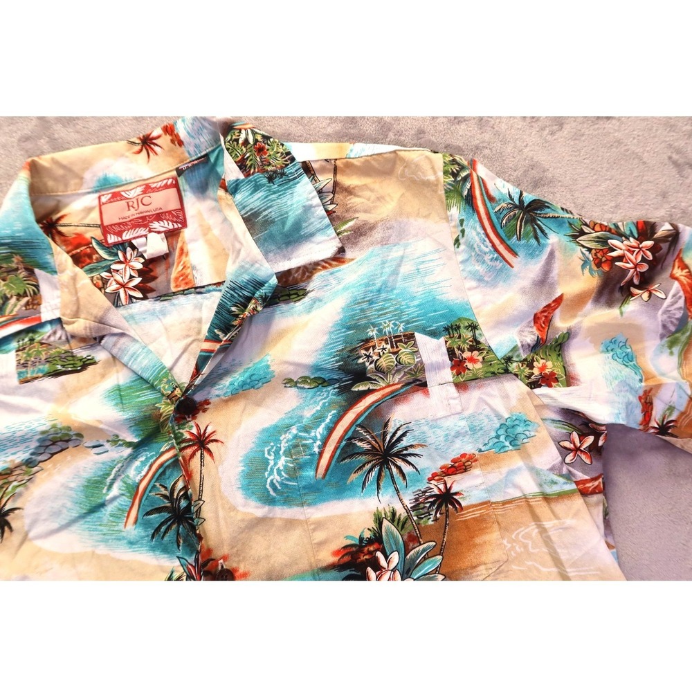 RJC‎ Hawaiian Tropical Palm Waterfalls Men's Size L Made in USA